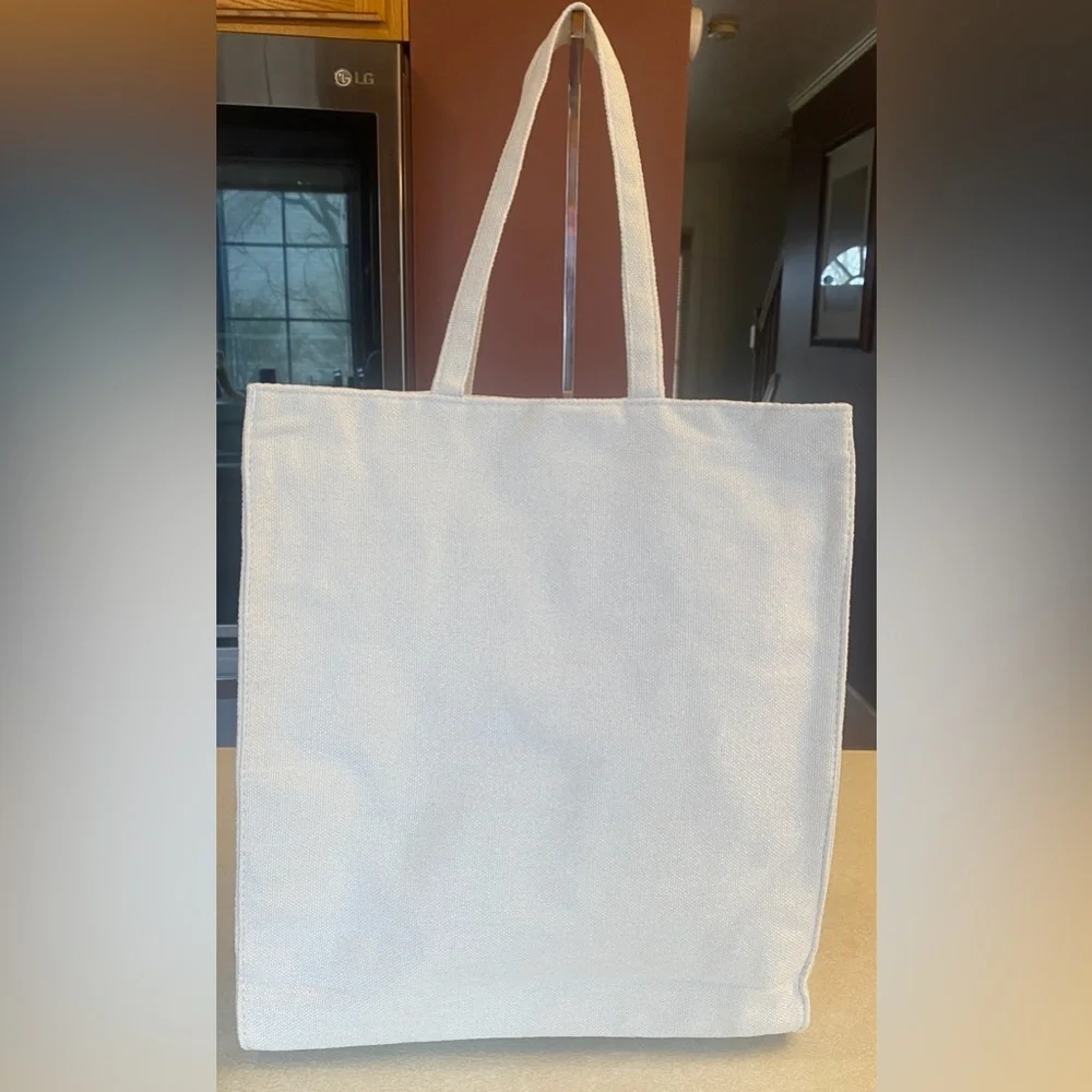 CLARINS Champagne Bronze Glitter Canvas Lined Tote Bag, NWOT